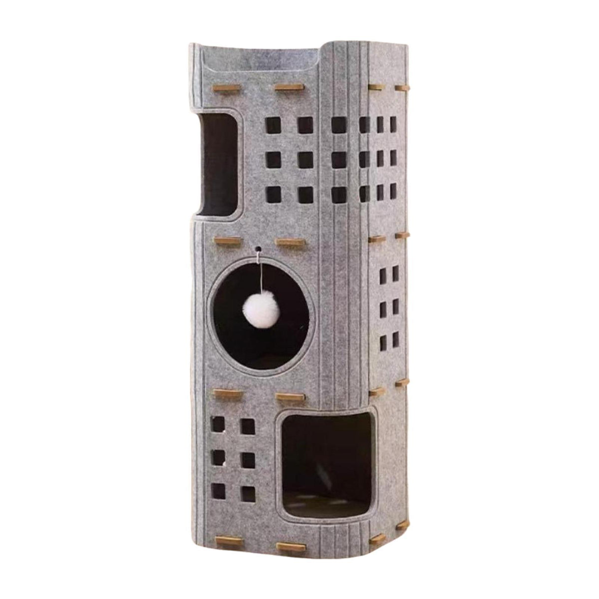 Maxbell Cat Bed Cave Hideaway Scratch Resistant Hut Cat House for Playing Pet Kitten Gray Three Layer