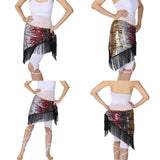 Maxbell Women's Sequins Belly Dance Hip Scarf Hip Skirt Waist Chain Triangle Belt Black
