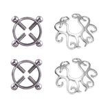 Maxbell 2 Pairs Non-piercing Stainless Steel Adjustable Screw Flower Nipple Shield