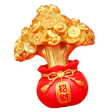 Spring Festival Statue Mini Resin Sculpture for Wall Shelf Decor Lightweight Money Bag Tree