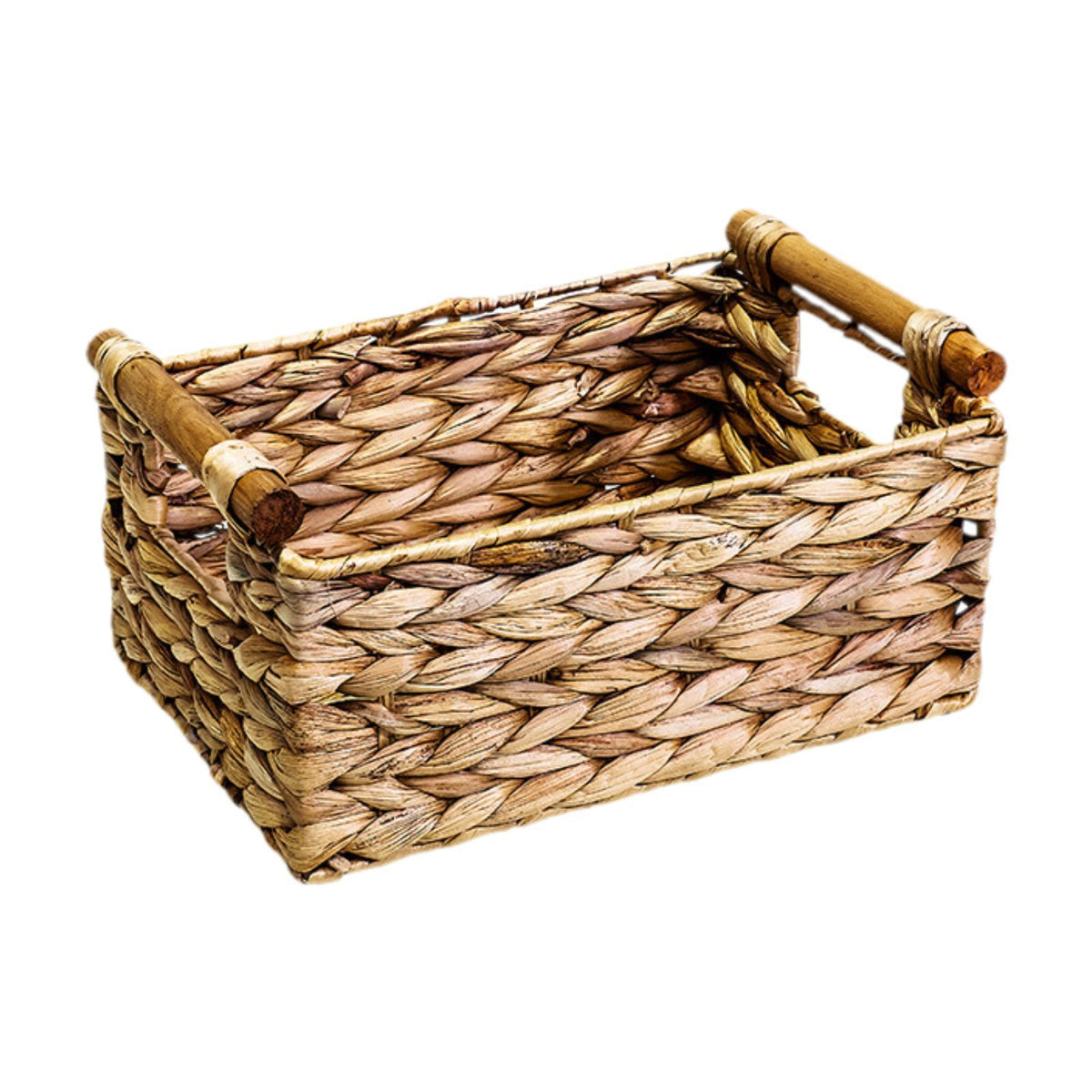 Maxbell Handmade Storage Basket Solid Water Hyacinth Basket for Kitchen Home Desktop Medium