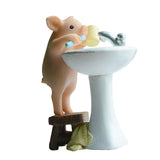 Modern Pig Figurine Sculpture Micro Landscape Crafts Cake Toppers Home Decor Brush Teeth