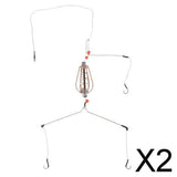 Maxbell 2xFishing Feeder Basket Holder Fishing Bait Cage with Line Hooks Sinker 25g