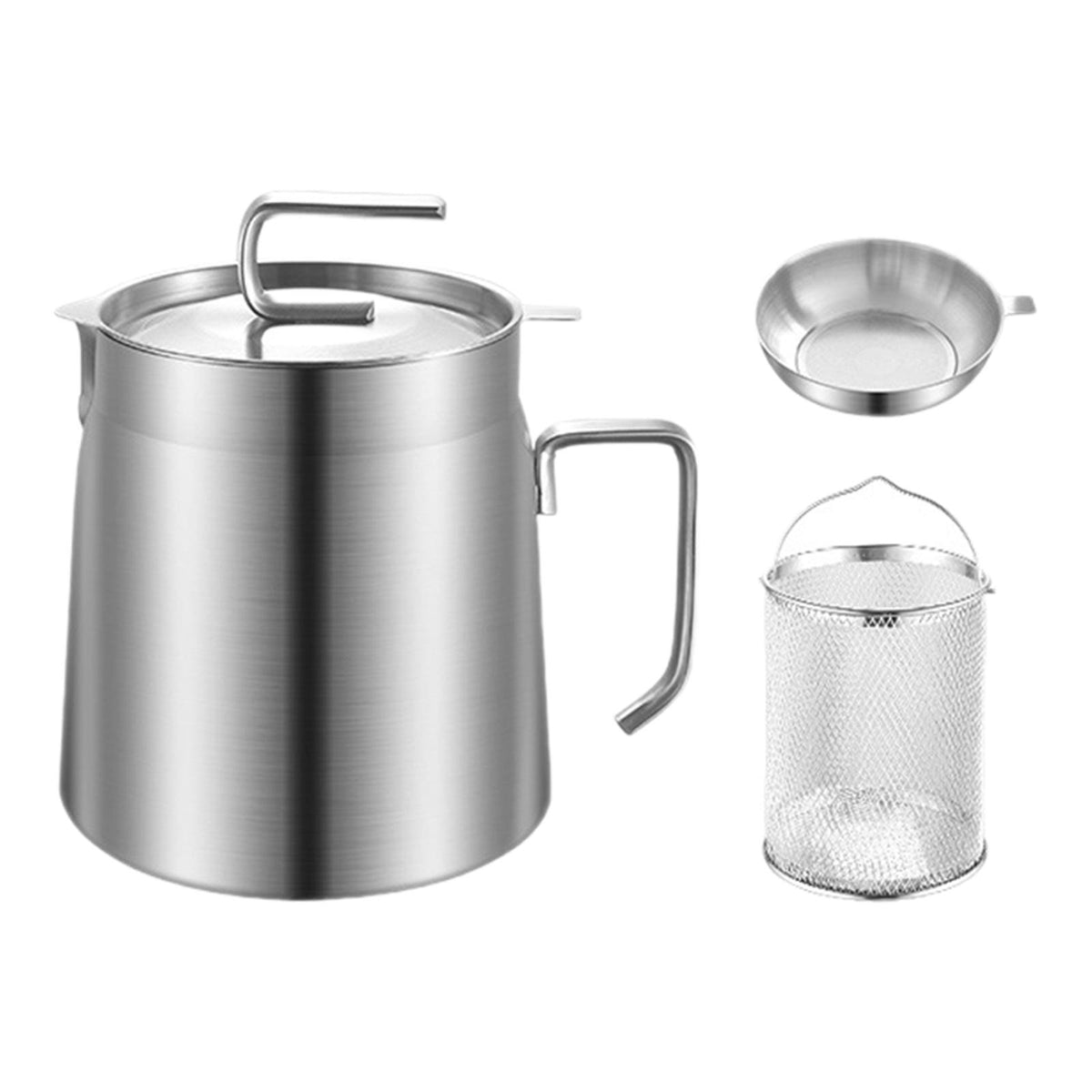 Maxbell Fryer Pot with Filter with Frying Basket Multiuse Practical Oil Strainer Pot 1.8L