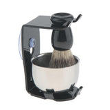 Maxbell Maxbell 3 In 1 Salon Bristle Hair Shaving Brush Soap Mug Bowl Shave Stand Travel Set