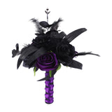 Maxbell Artificial Rose Flowers Goth Flower Bouquet for Garden DIY Craft Theme Party black rose