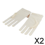 Maxbell 2xFlower Girl Satin Bow Gauze Gloves Bridesmaid Communion Wedding Party Beige