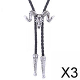 Maxbell 3xGoat Western Bolo Tie Cowboy Necktie Costume Men Women Silver
