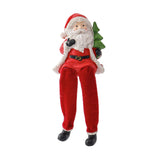 Maxbell Resin Sitting Santa Figurine Collectible Ornament for Desktop Bedroom Indoor right holding tree