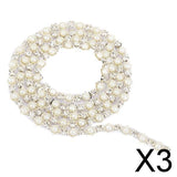 Maxbell 3xDiamante Fake Pearls Rhinestones Flower Chain Sewing Trim Craft 1yd Silver