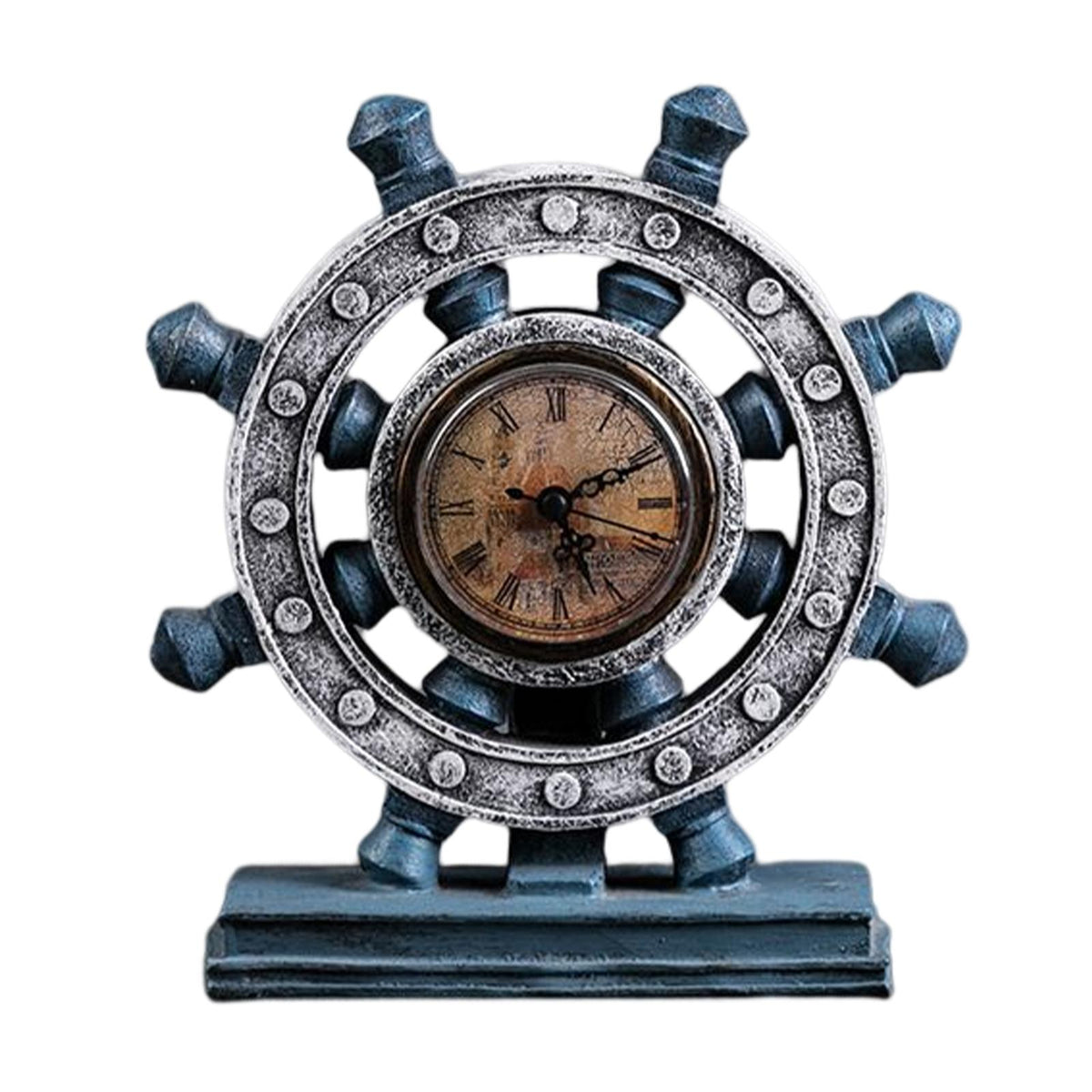 Maxbell Maxbell Nautical Desk Clock Ship Wheel Rudder Industrial for Farmhouse Kitchen