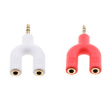 Maxbell 3.5mm Double Jack Y Audio Splitter Earphone Headphone Adapter White + Red