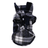 Maxbell Maxbell Pet Dog Blue Plaid Pattern T-Shirt Lapel Coat Jacket Clothes Apparel Tops-XS