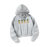 Maxbell Womens Crop Hoodie Sportswear Gray Hooded Pullover for Shopping Outdoor XXL Grey