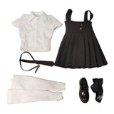 Maxbell 1:6 Short Sleeve Top and Dress Cosplay High Socks for 12 inch Female Figures black and white