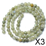 Maxbell 3x4mm Natural Labradorite Round Gemstone Loose Beads 15inch