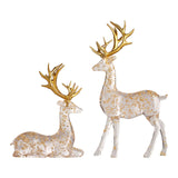 Maxbell 2Pcs Deer Statues Crafts Desktop Ornaments for Anniversaries Halloween Party