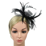 Woman Lady Feather Headband 20s Gatsby Wedding Church Ascot Race Headpieces