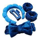 Maxbell Headband and Wristband Set Gift for Women and Girls Trendy Skincare Headband Dark Blue