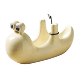 Maxbell Ceramic Coil Holder Snail Statue Cute Incense Burner for Picnic Bedroom Deck White