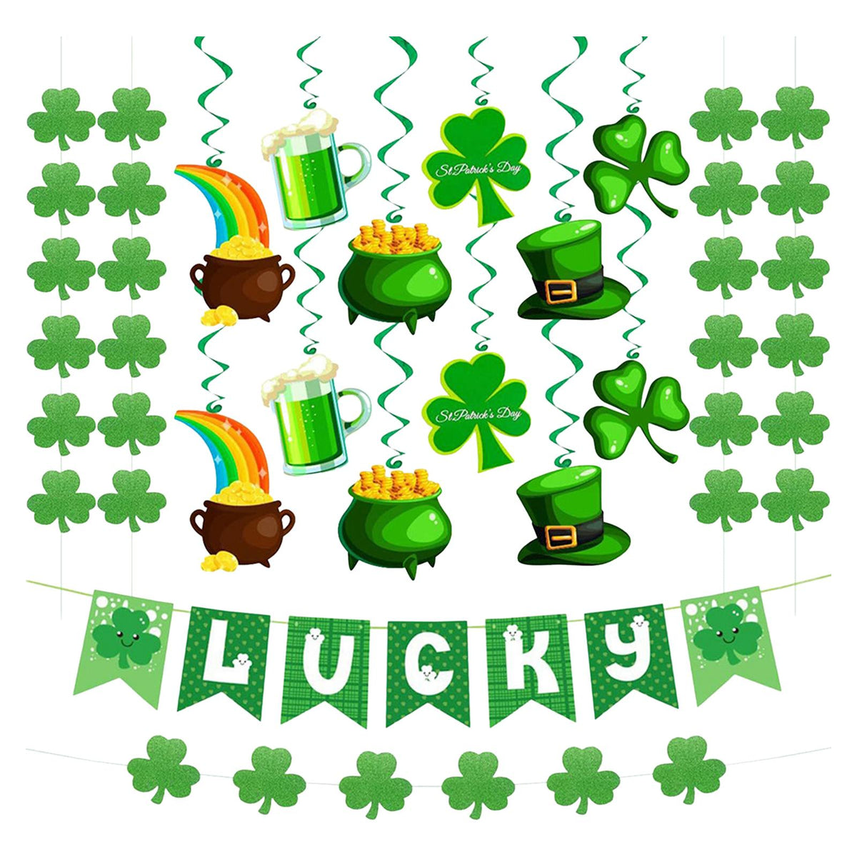 Maxbell 's Day Party Supplies Lucky Banner Decoration for Bar Garland Holiday
