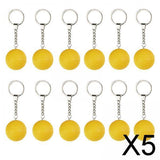 Maxbell 5x12Pcs Pickleball Keychain Hanging Toy Metal Keyring for Backpack Purse Decor Yellow
