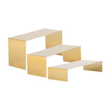 Maxbell 3 Pieces Riser Display Stands Display Shelf for Dessert Collectibles Perfume Mirrored Gold
