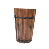 Maxbell Wooden Bucket Barrel Planter for Plants with Ergonomic Handles Patio Planter M Style B