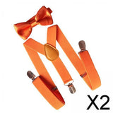 Maxbell 2xMens Suspenders with Bow Tie Y Back Braces for Formal Wear Halloween Cosplay Orange