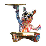 Graffiti Art Bulldog Figurine Storage Tray 22x22x23cm for Bedroom Decor Cute Style A