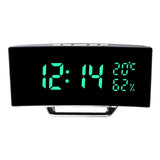 Maxbell LED Digital Alarm Clock Curved Screen Table Clock for Bedroom Classroom Dorm Green