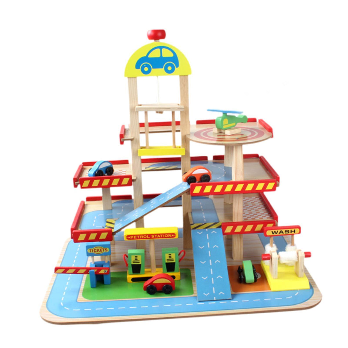 Maxbell Play Garage Playset Interactive Cars Ramps Educational Three Tier Garage Toy