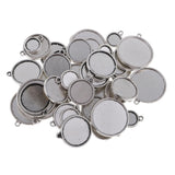 Maxbell 48 Pieces Vintage Double Sided Round Blank Cabochon Charms Beads Bezel Settings Tray DIY Pendant Base Jewelry Making Findings 12-25mm - Aladdin Shoppers