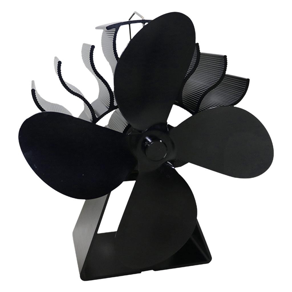 Maxbell Maxbell 4 Blade Eco Friendly Heat Powered Log Burner Fireplace Stove Top Fan Black