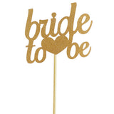 Maxbell Maxbell 1pcs Bride To Be Gold Glitter Wedding Shower Bachelorette Fancy Cupcake Cake Picks Romantic Decorations