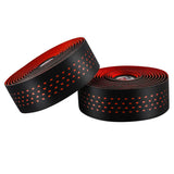 Maxbell Maxbell 2Pcs Bicycle Handlebar Tape PU Leather Fishing Rod Wrap End Plugs Red