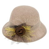 Maxbell Ladies Flax Fashion Straw Beach Fisherman Sunhat Outdoors Topee Khaki+Beige