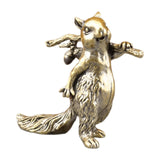 Maxbell Brass Squirrel Figurine Mini Sculpture for Bookshelf Table Housewarming Gift