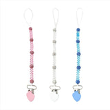 Maxbell 3 Pieces Baby Pacifier Crystal Pacifier Chain Clip  Pink  Blue  White