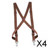 Maxbell 4xMens Womens Suspender X Shaped Elastic Straps Hook Suspenders Adjustable Brown