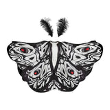 Maxbell Halloween Butterfly Cape Women with Headpiece for Dressing up Party Carnival Black White