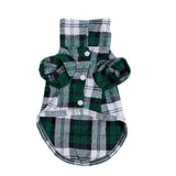 Maxbell Maxbell Pet Dog Green Plaid Pattern T-Shirt Lapel Coat Jacket Clothes Apparel Tops-M