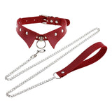 Maxbell Punk Collar Choker Adjustable Vingate PU Leather O Ring Choker Necklace red