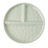 Maxbell Serving Platter Easy to Fill Practical 3 Compartments Porcelain Dinner Plate round green