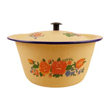 Maxbell Enamel Basin with Lid Thickened Kitchen Supplies Multipurpose Lard Oil Basin 1.05L