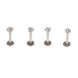 Maxbell 4pcs 316L Steel Zircon Cartilage Tragus Lip Earring Studs Body Piercing 16G