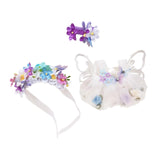 Maxbell 3 Pieces Dolls Dress with Flower Headband Hairpin for 15-17cm Dolls Dress up Violet