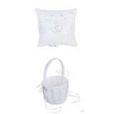 Maxbell Wedding Crystal Rhinestone Double Heart Ring Bearer Pillow & Flower Girl Basket