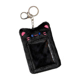 Maxbell Plush Photocard Holder Keychain for Football Cards Bus Cards Driver Licenses Black