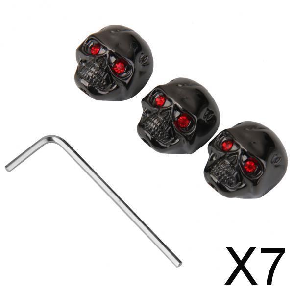 Maxbell 7x3pcs Electric Guitar Skull Head Volume Control Knobs Black